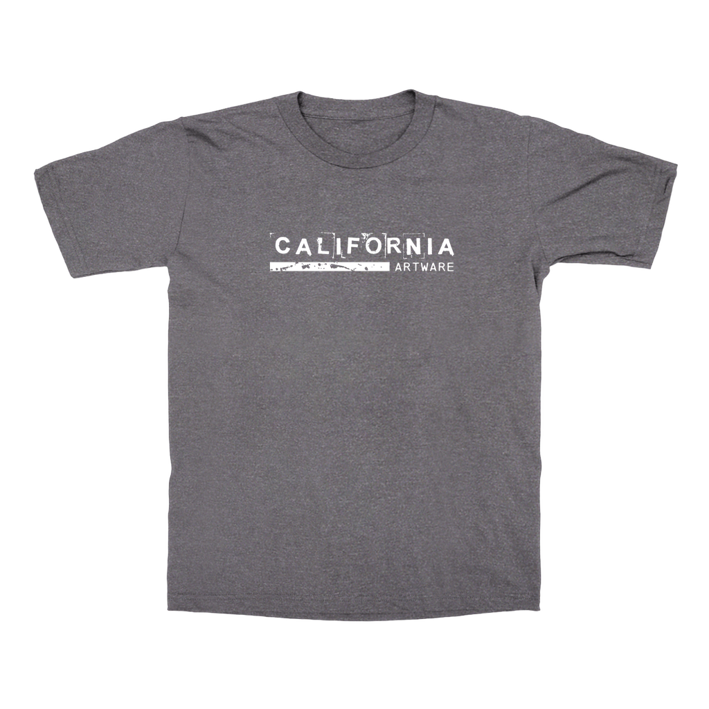 Soft men's t-shirt in Heather with modern California Artware logo across the front