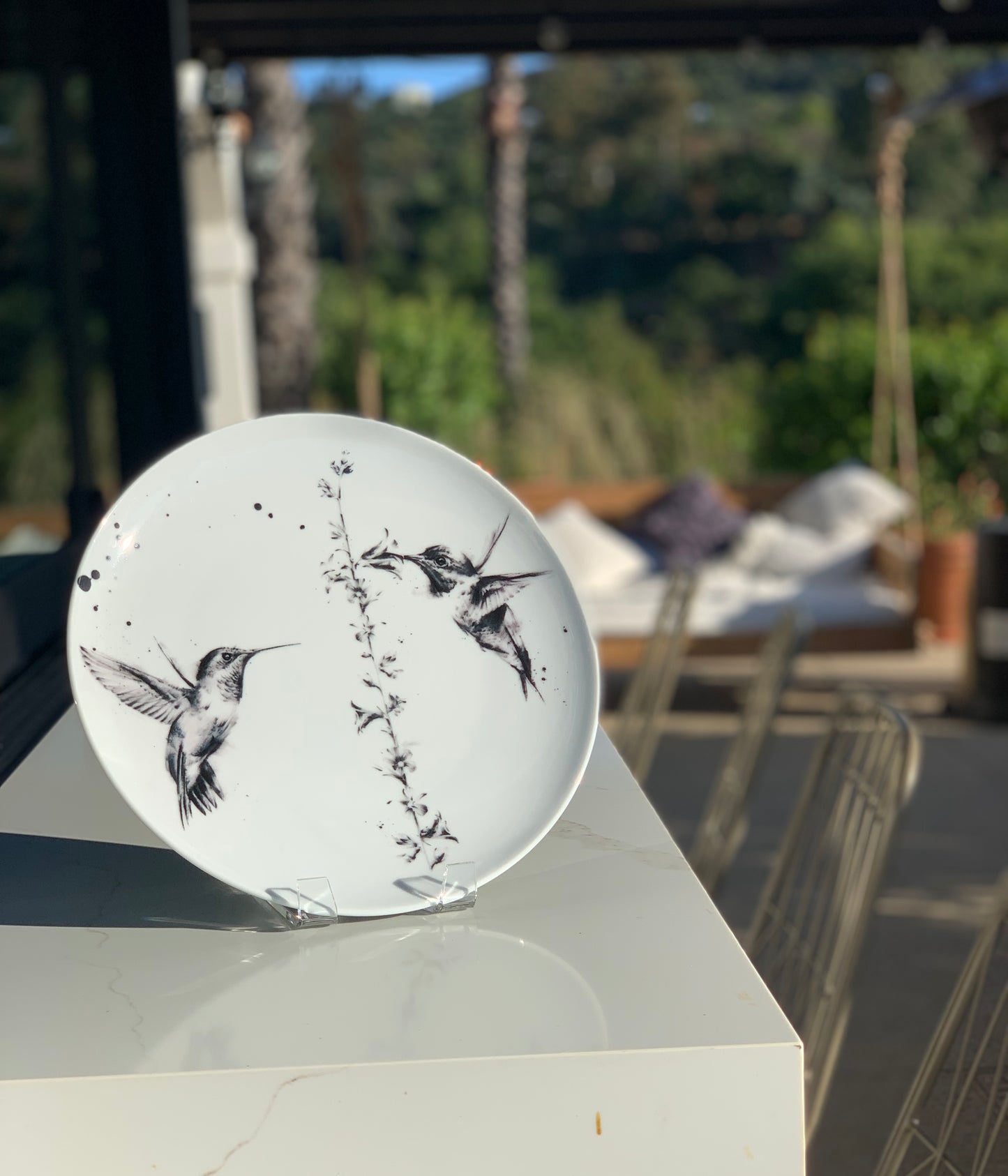 Hummingbirds and Flower Dinner Plate- set of 4, 6, 8