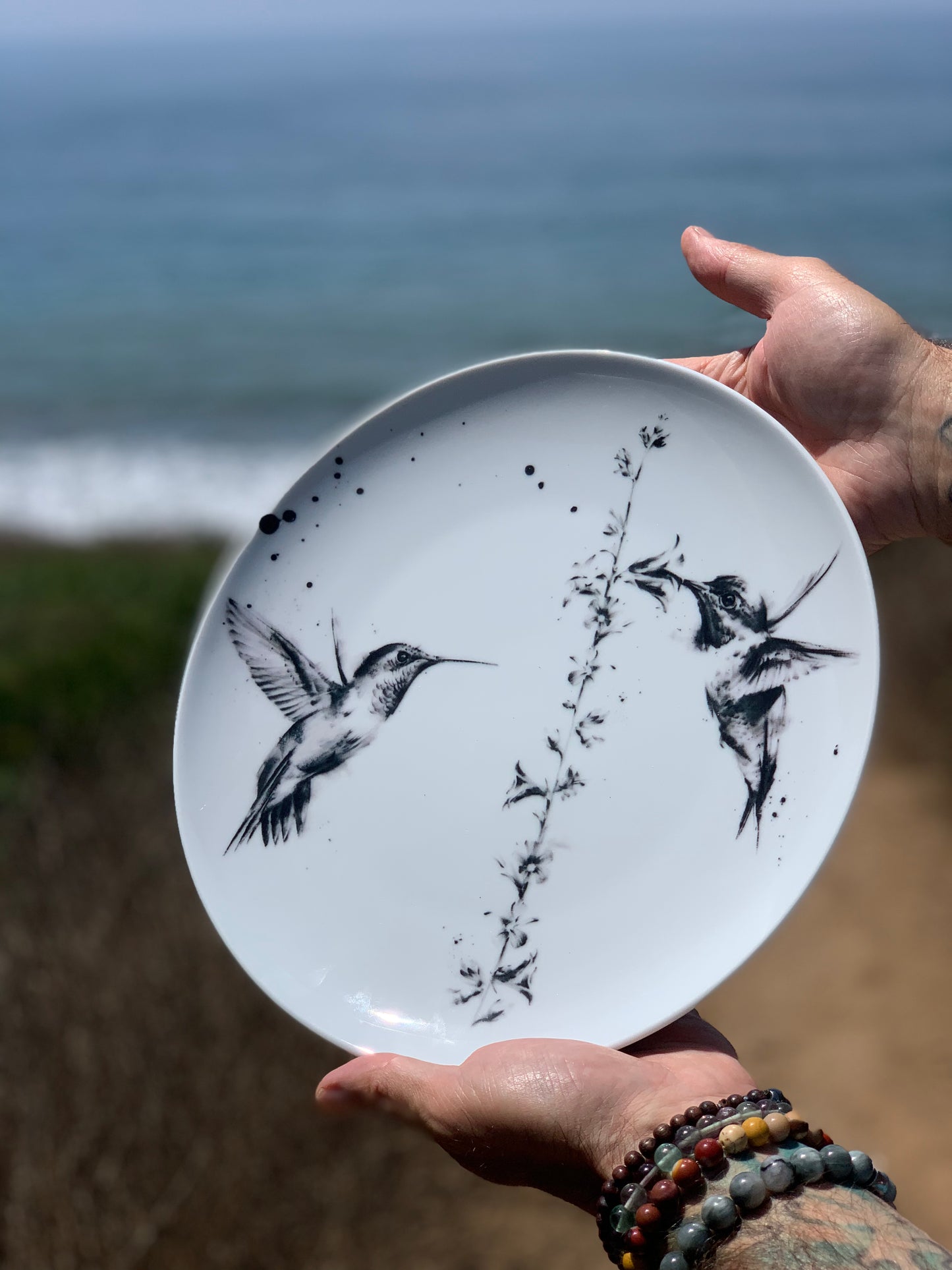 Hummingbirds and Flower Dinner Plate- set of 4, 6, 8
