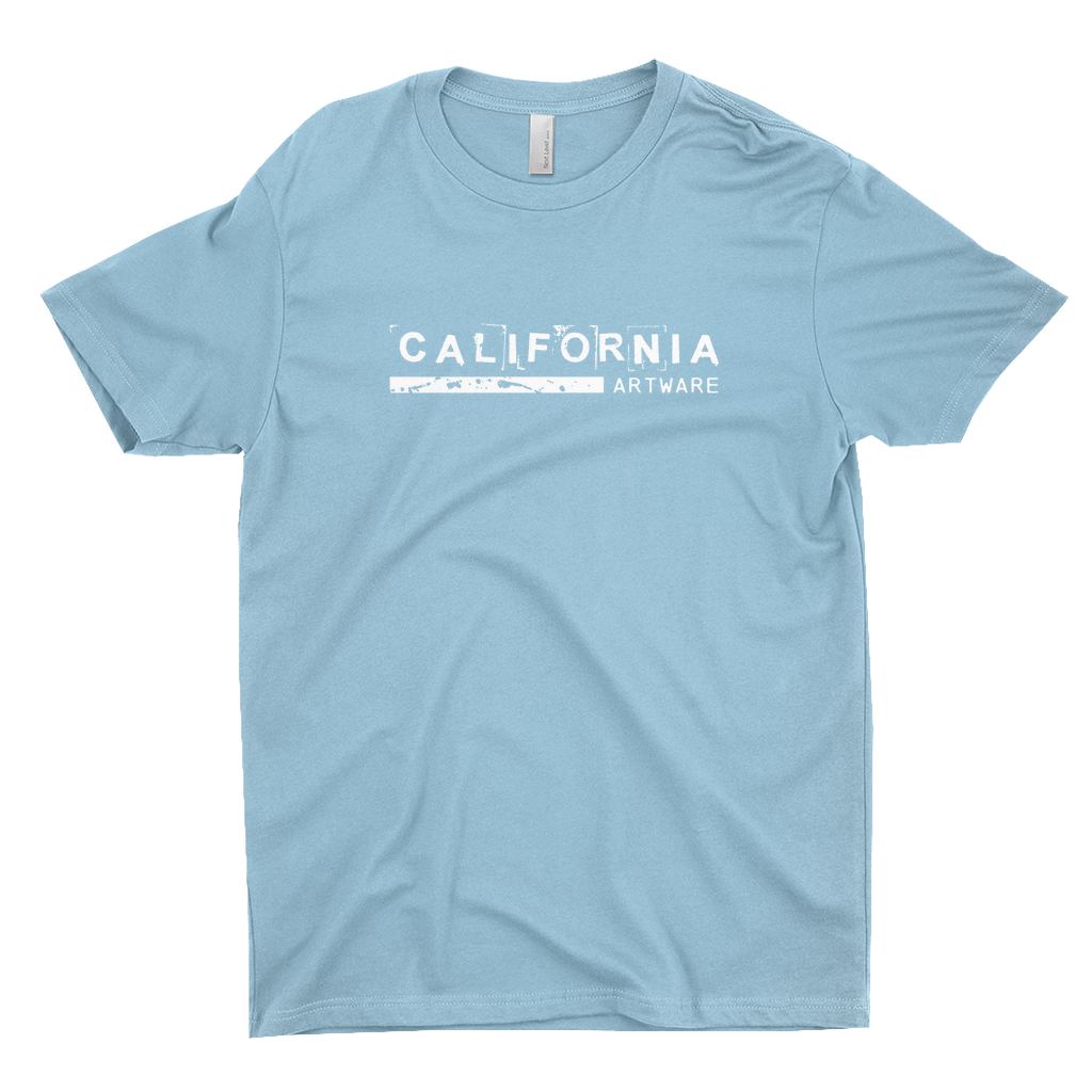Sky blue colored t shirt with California Artware logo in white  font.