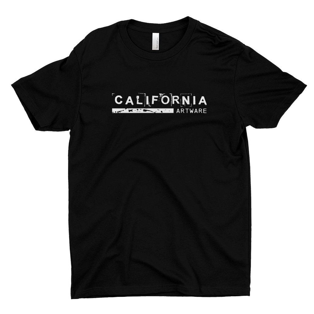 Black colored t shirt with California Artware logo in white font.