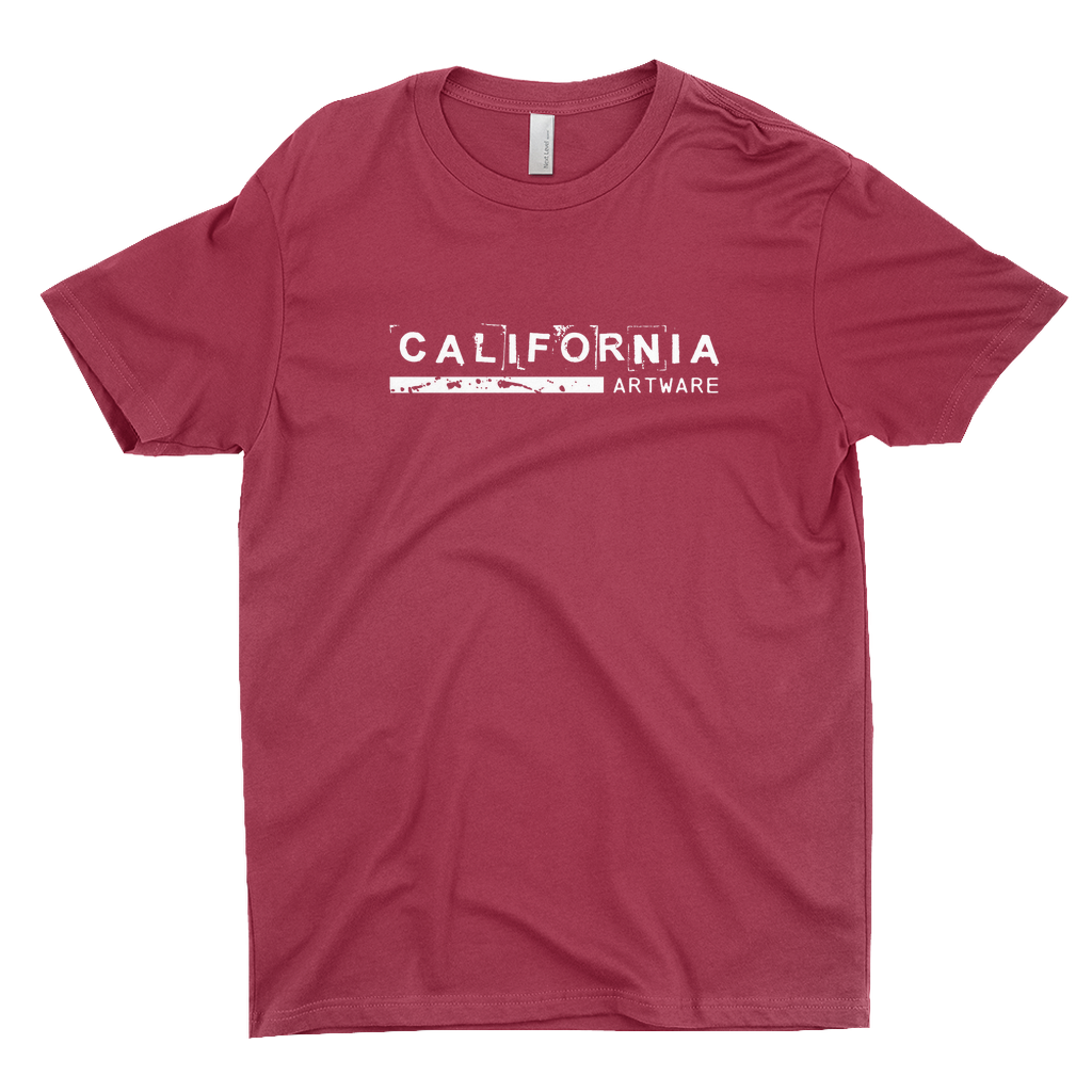 Red colored t shirt with California Artware logo in white font.